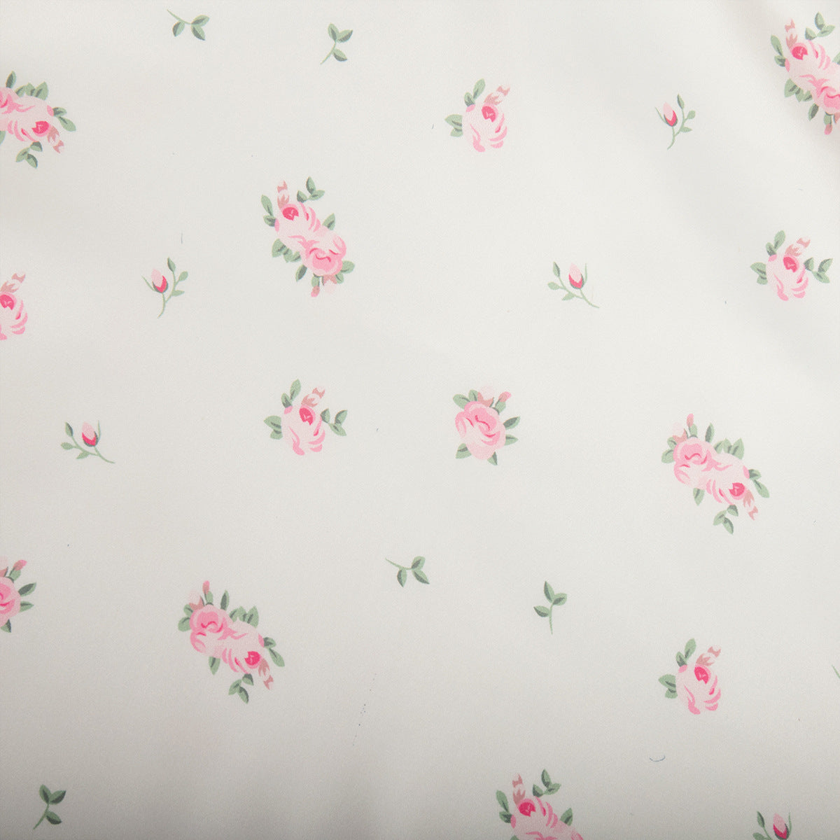 Floral Satin Maxi Skirt in White Floral — close-up of the floral satin