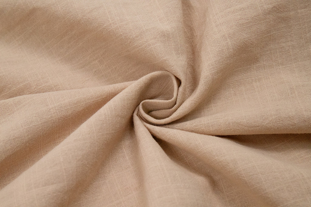 Tie-Shoulder Open-Back Cotton Maxi Dress in Apricot — close-up of the cotton weave