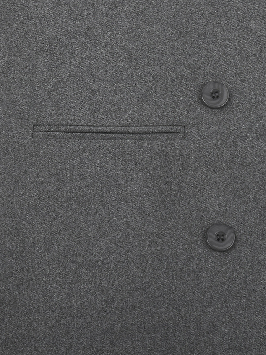 Oversized Double-Breasted Belted Blazer Jacket in Charcoal Gray — close-up of the pocket