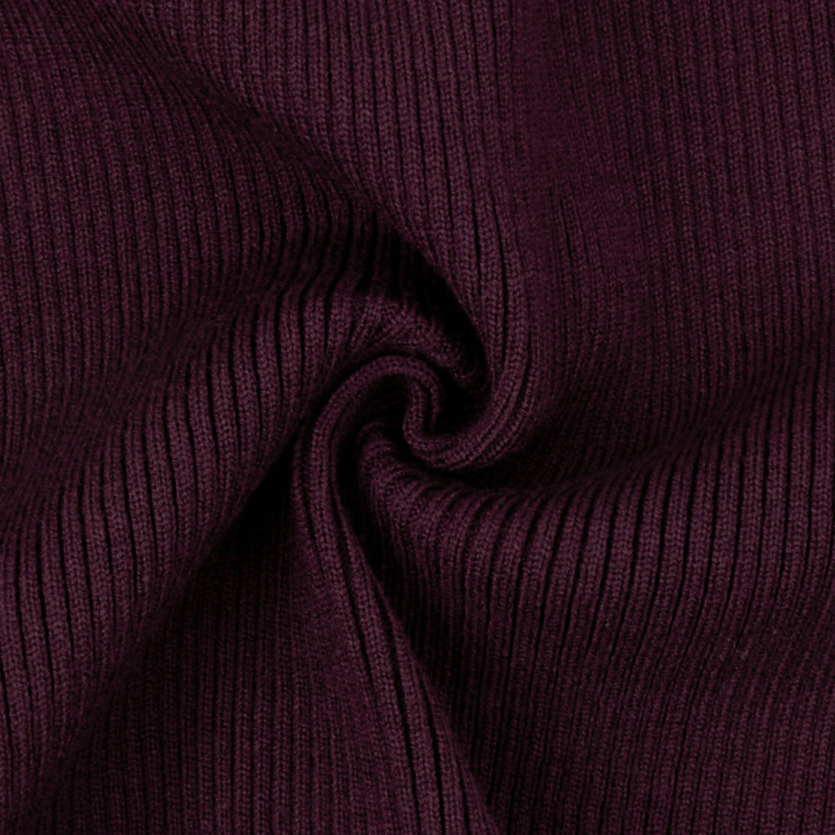 Ribbed V-Neck Button Cardigan & Fitted Knit Maxi Skirt Set in Plum — rib knit close-up