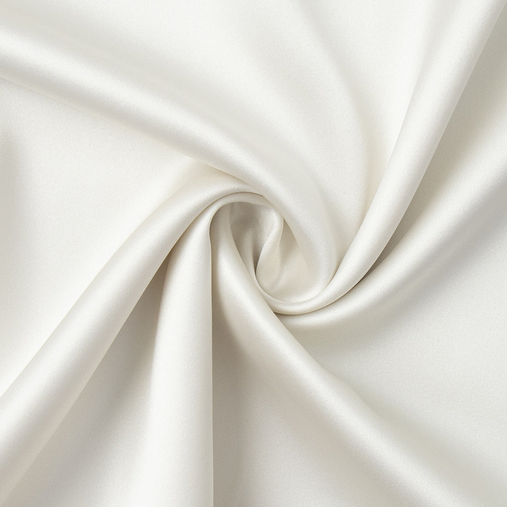 Satin Midi Skirt with Lace Hem in Ivory — close-up of satin sheen