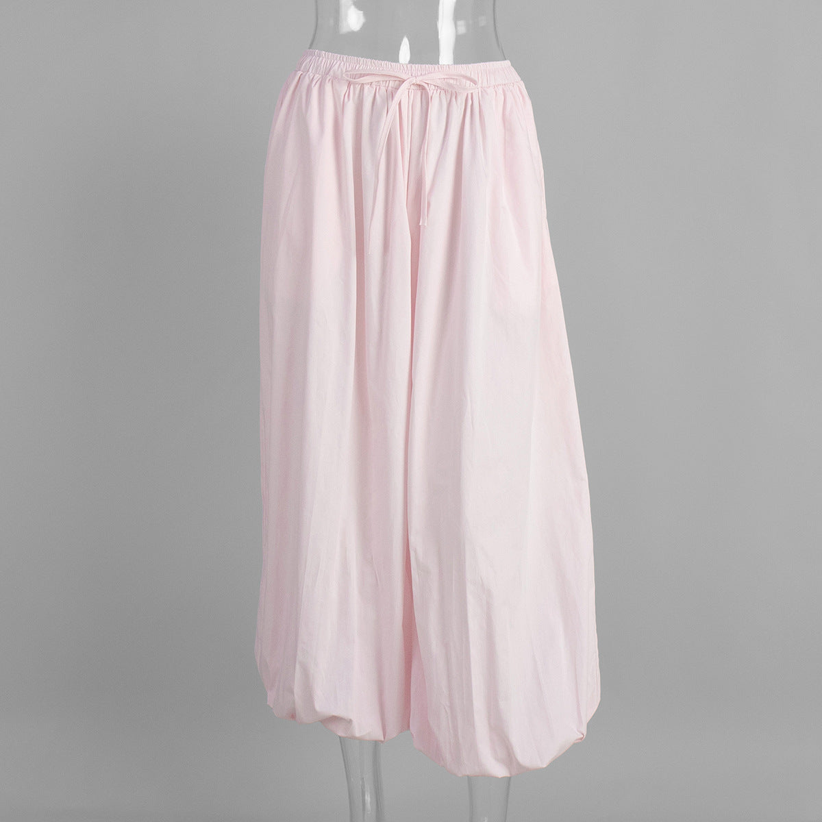 Cotton Balloon Lantern Pants in Light Pink — front view on mannequin