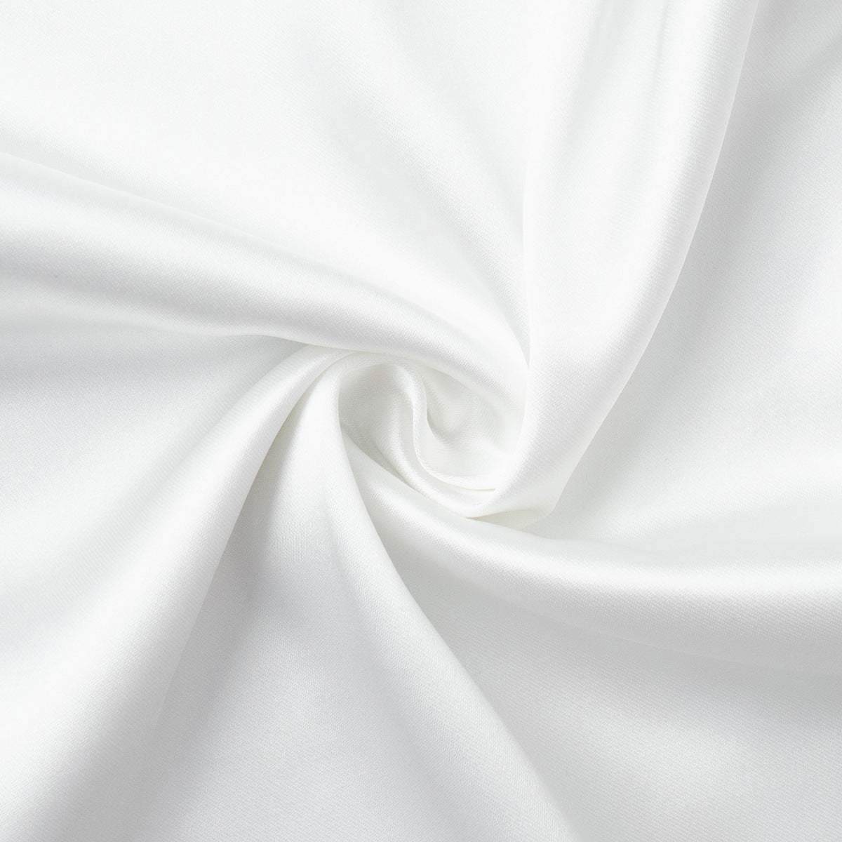 Lace-Trim Satin Maxi Slip Dress in White — close-up of the satin fabric