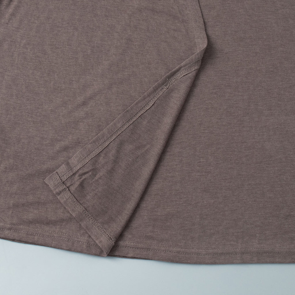 Wrap Tie Top & Wide-Leg Lounge Pants Set in Cocoa — close-up of pant hem