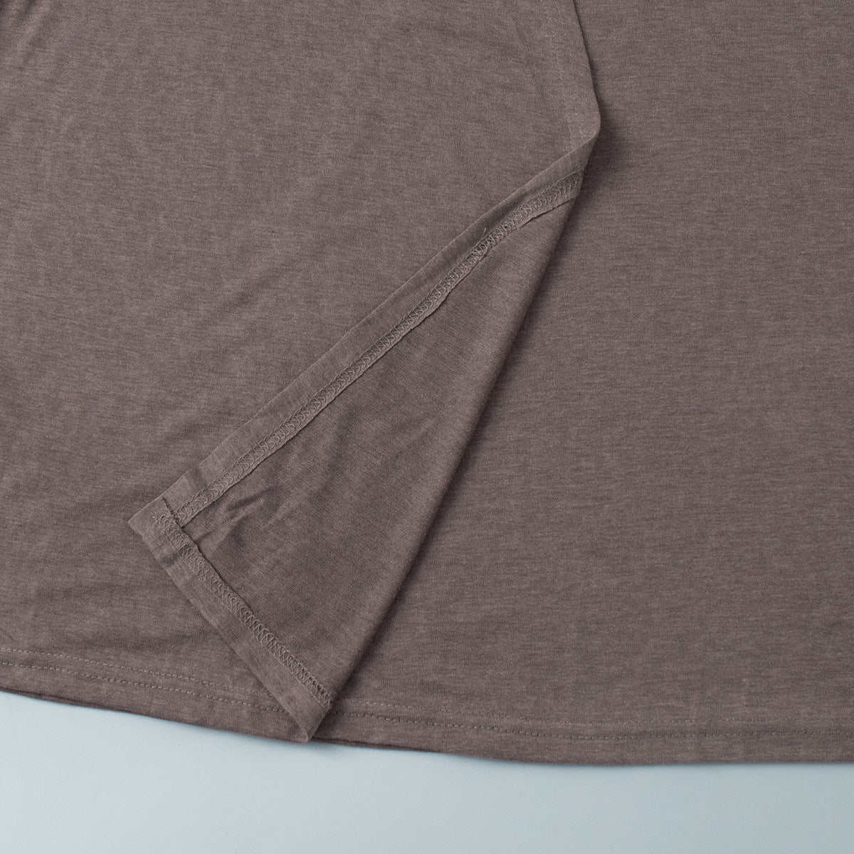 Wrap Tie Top & Wide-Leg Lounge Pants Set in Cocoa — close-up of pant hem