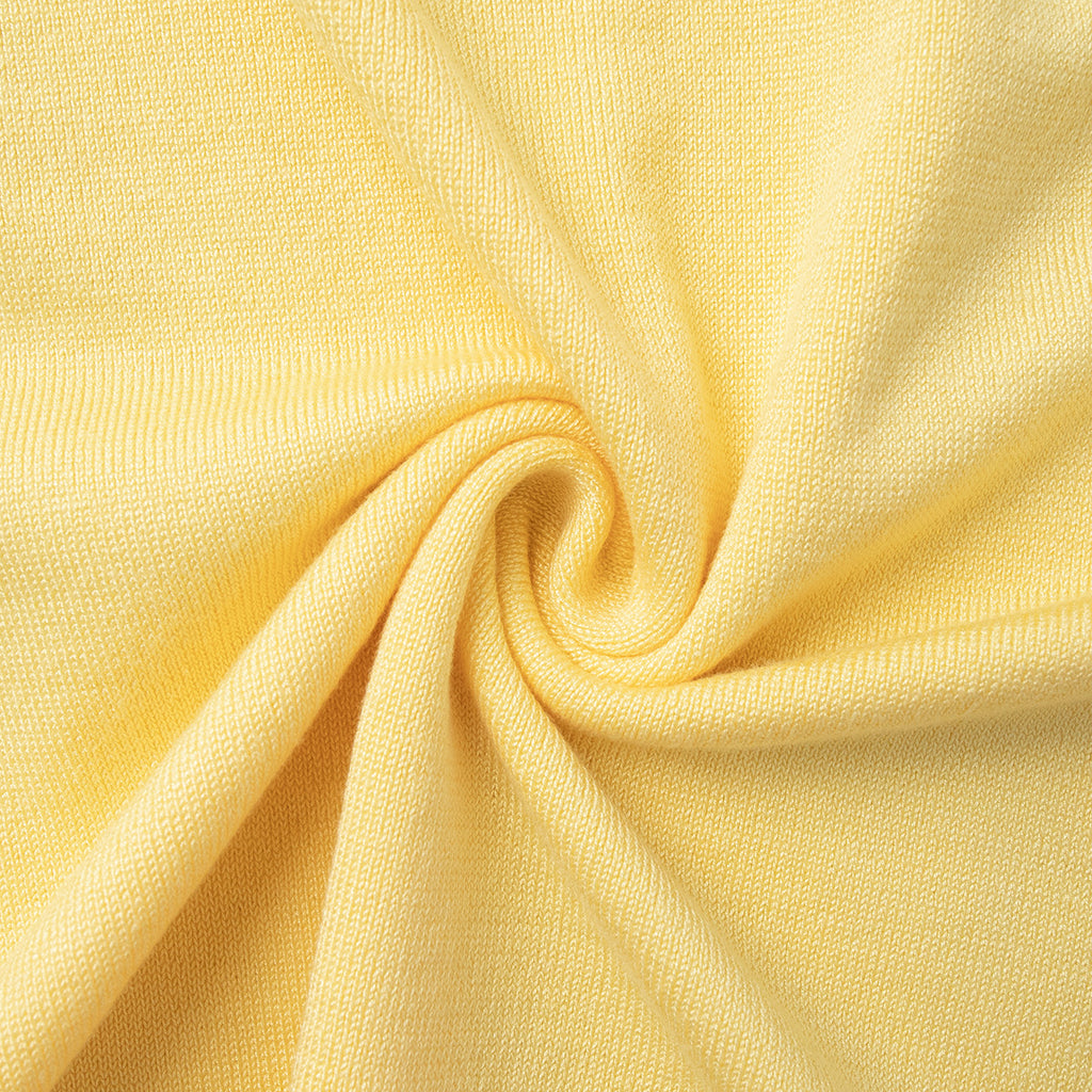 Short Sleeve Knit Top & Maxi Skirt Set in Butter Yellow — knit texture close-up