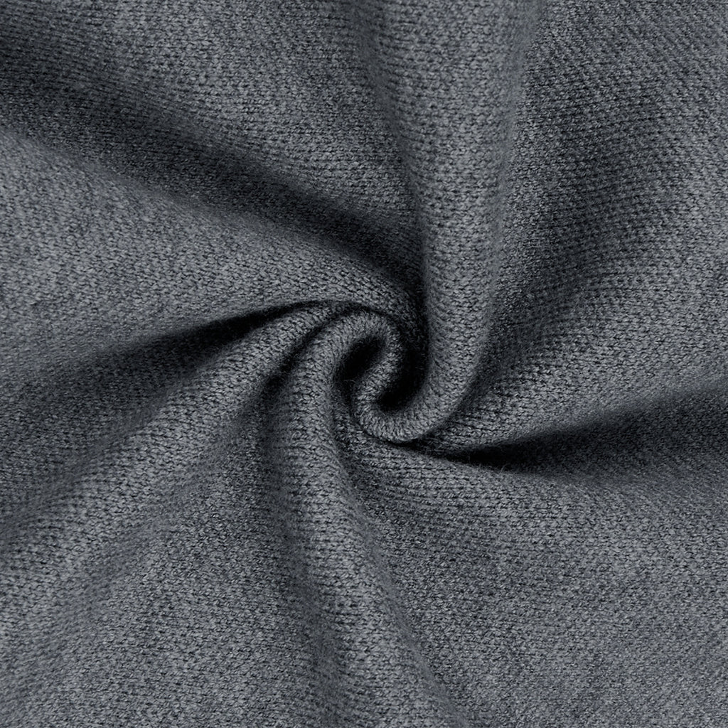 Crew Neck Button Cardigan & Straight-Leg Knit Pants Set in Heather Gray — knit close-up