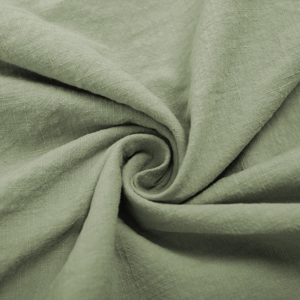Tie-Shoulder Open-Back Cotton Maxi Dress in Sage Green — close-up of fabric texture