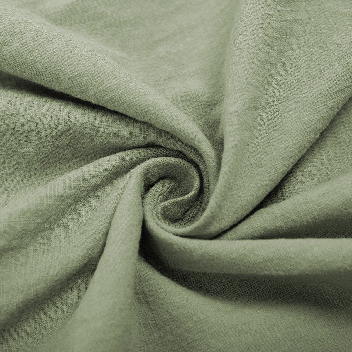 Tie-Shoulder Open-Back Cotton Maxi Dress in Sage Green — close-up of fabric texture