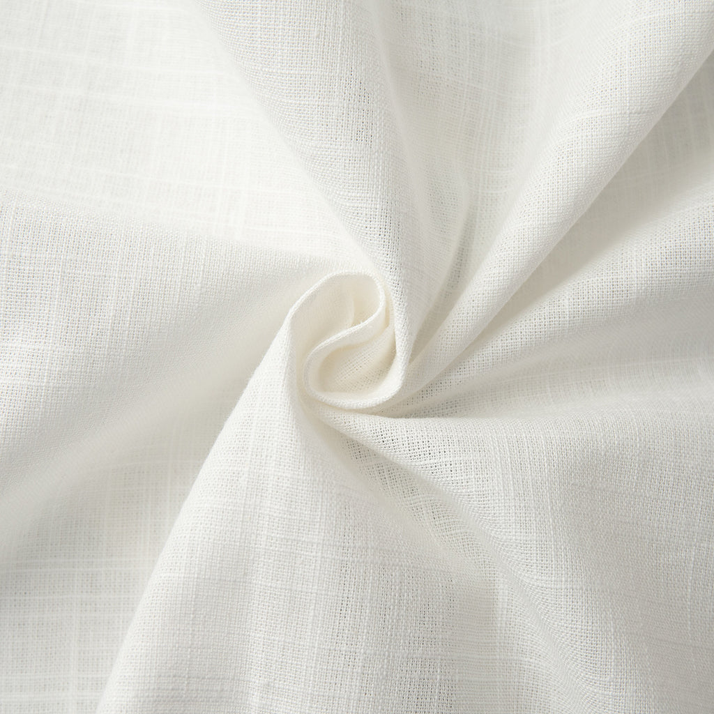 Cotton Tie-Front Top & Ruffle Shorts Set in White — close-up of the cotton texture
