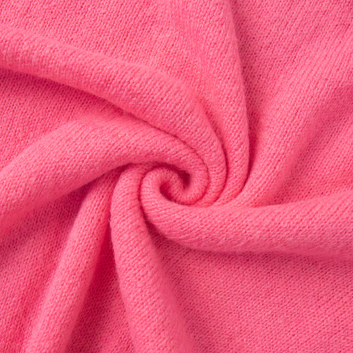 Soft Fuzzy Crew Neck Button Cardigan in Hot Pink — fuzzy knit texture close-up