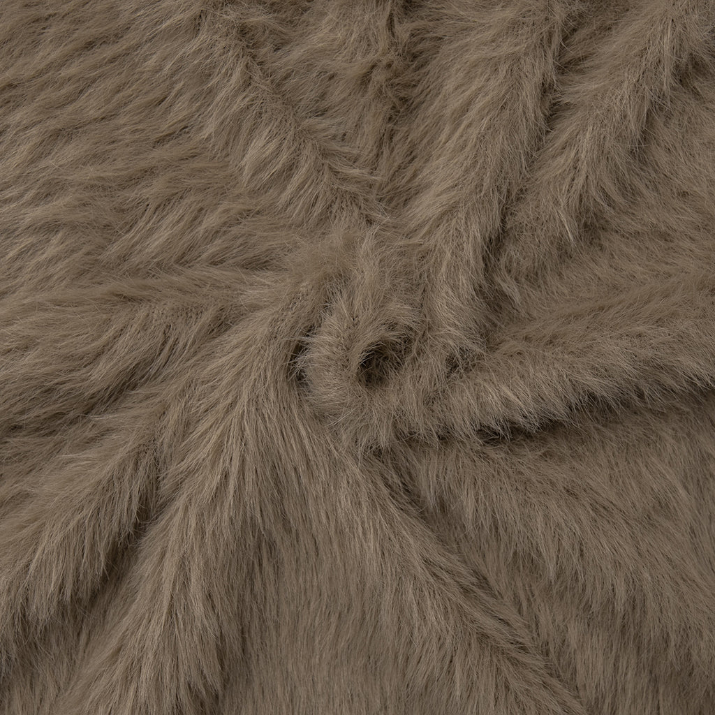 Fuzzy Knit Oversized V-Neck Cardigan in Mocha — close-up of fuzzy knit texture