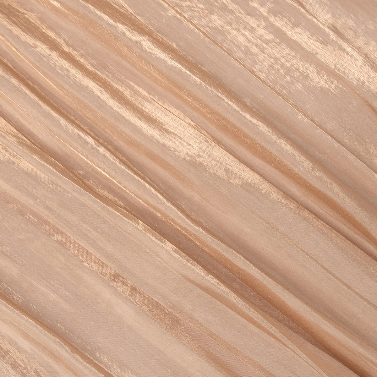 Shiny Pleated Harem Pants with Elastic Cuffs in Champagne — close-up of the shiny pleated fabric