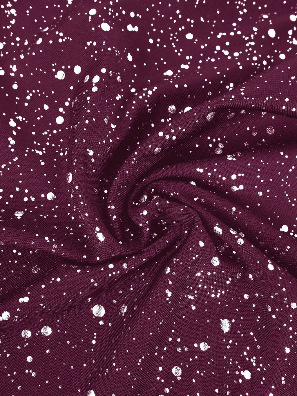 Plus-Size Glitter Wrap-Front Party Dress with Flutter Sleeves in Plum — close-up of the glitter fabric