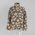 Floral Fleece Half-Zip Pullover Sweatshirt in Charcoal Peach Floral — front view