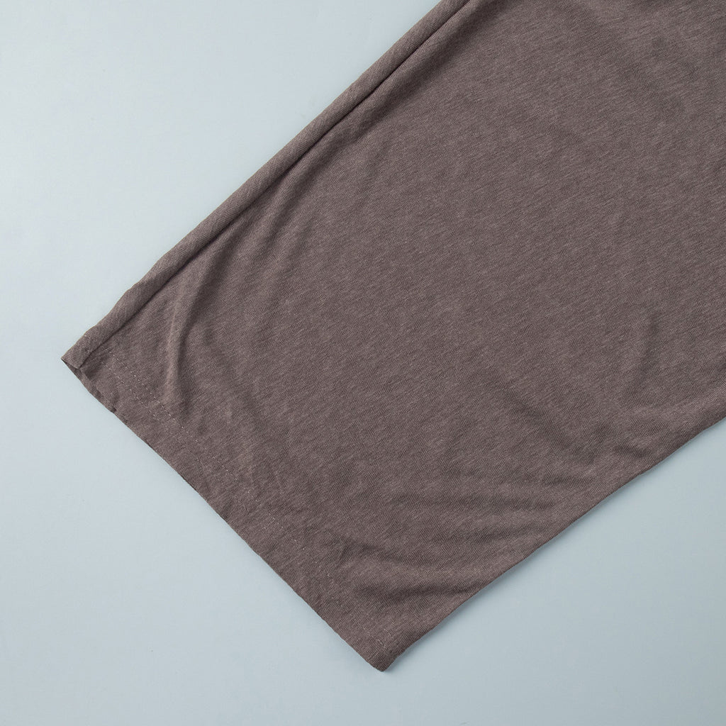 Wrap Tie Top & Wide-Leg Lounge Pants Set in Cocoa — close-up of sleeve hem