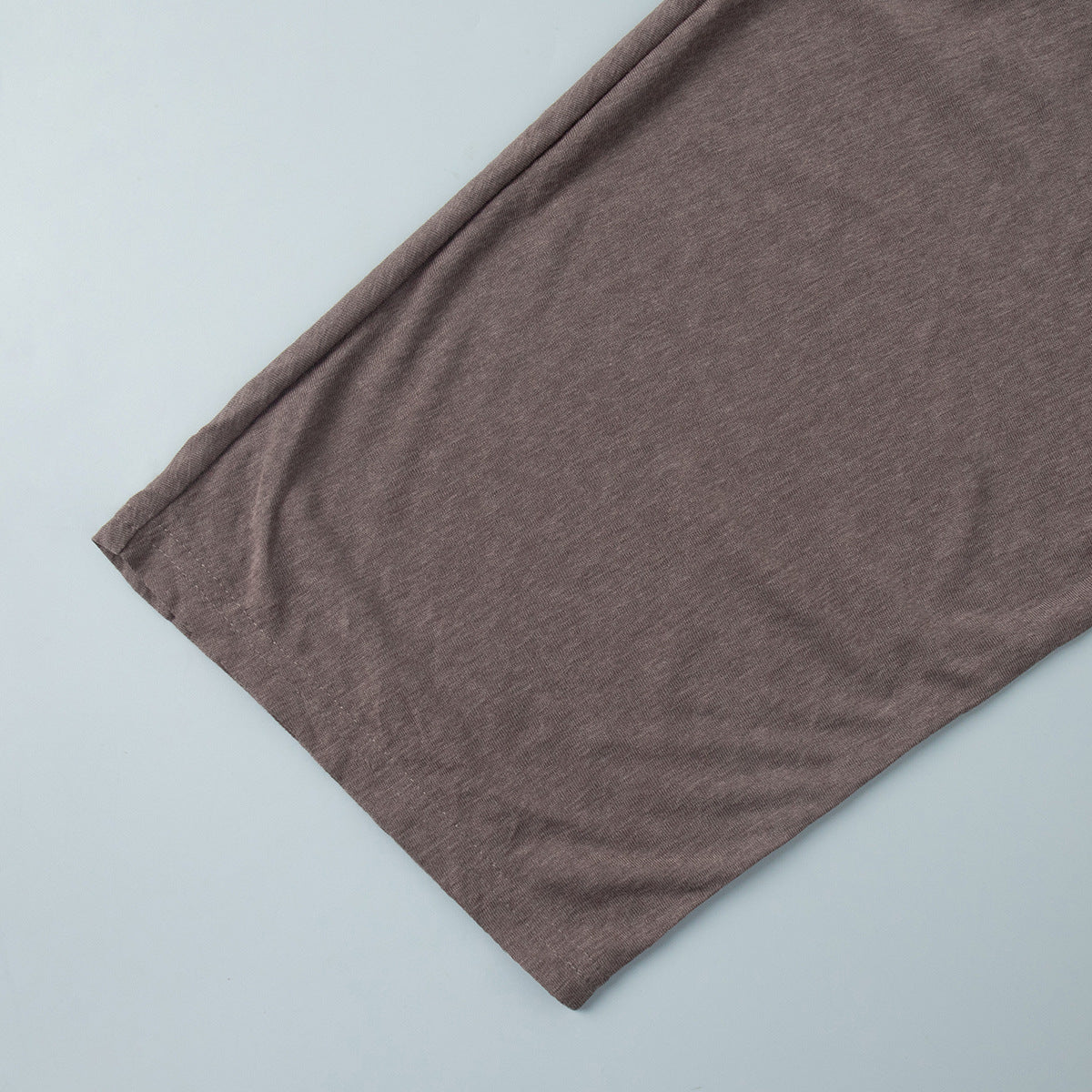 Wrap Tie Top & Wide-Leg Lounge Pants Set in Cocoa — close-up of sleeve hem
