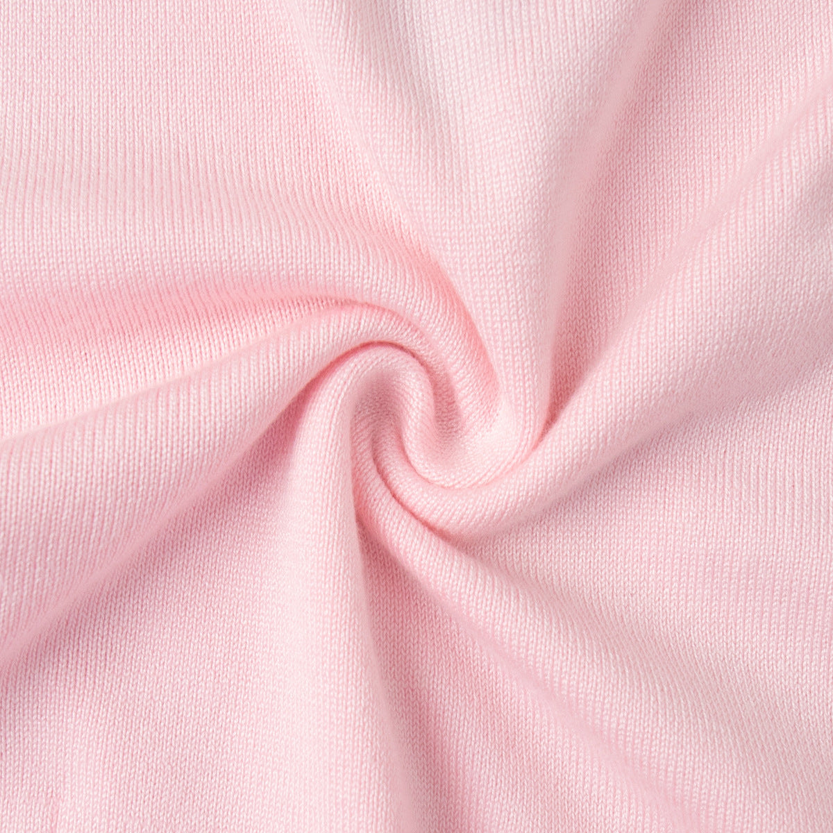 Rib-Knit V-Neck Maxi Dress with Side Slit in Soft Pink — close-up of the rib knit