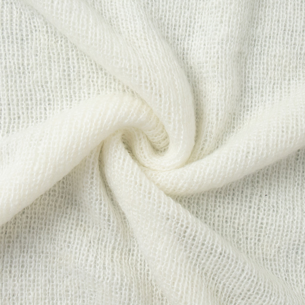 Airy Knit Long Cardigan & Sleeveless Maxi Dress Set in Ivory — close-up of the airy knit