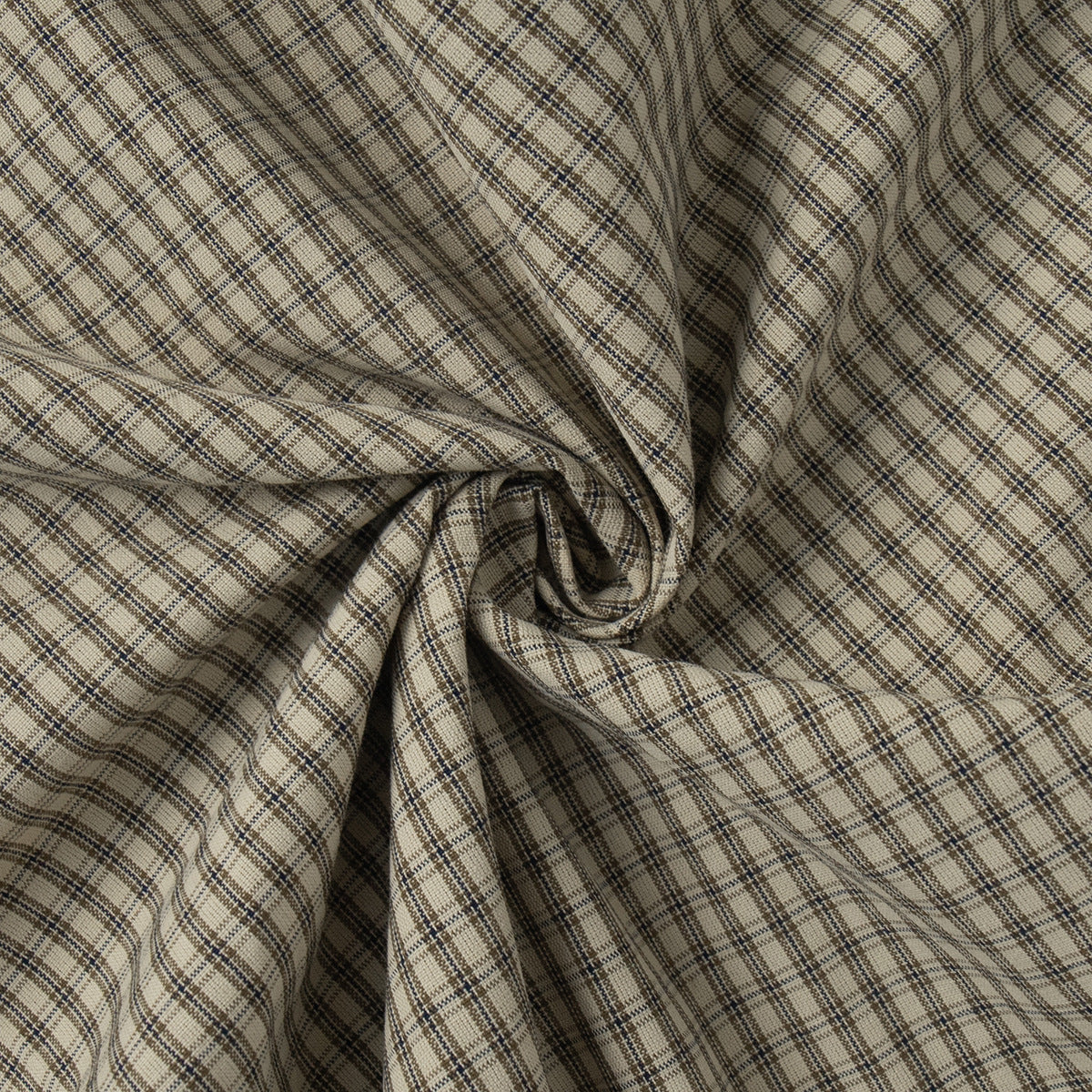 Cotton-Rayon Check Balloon Harem Pants in Khaki Check — close-up of the micro-check weave