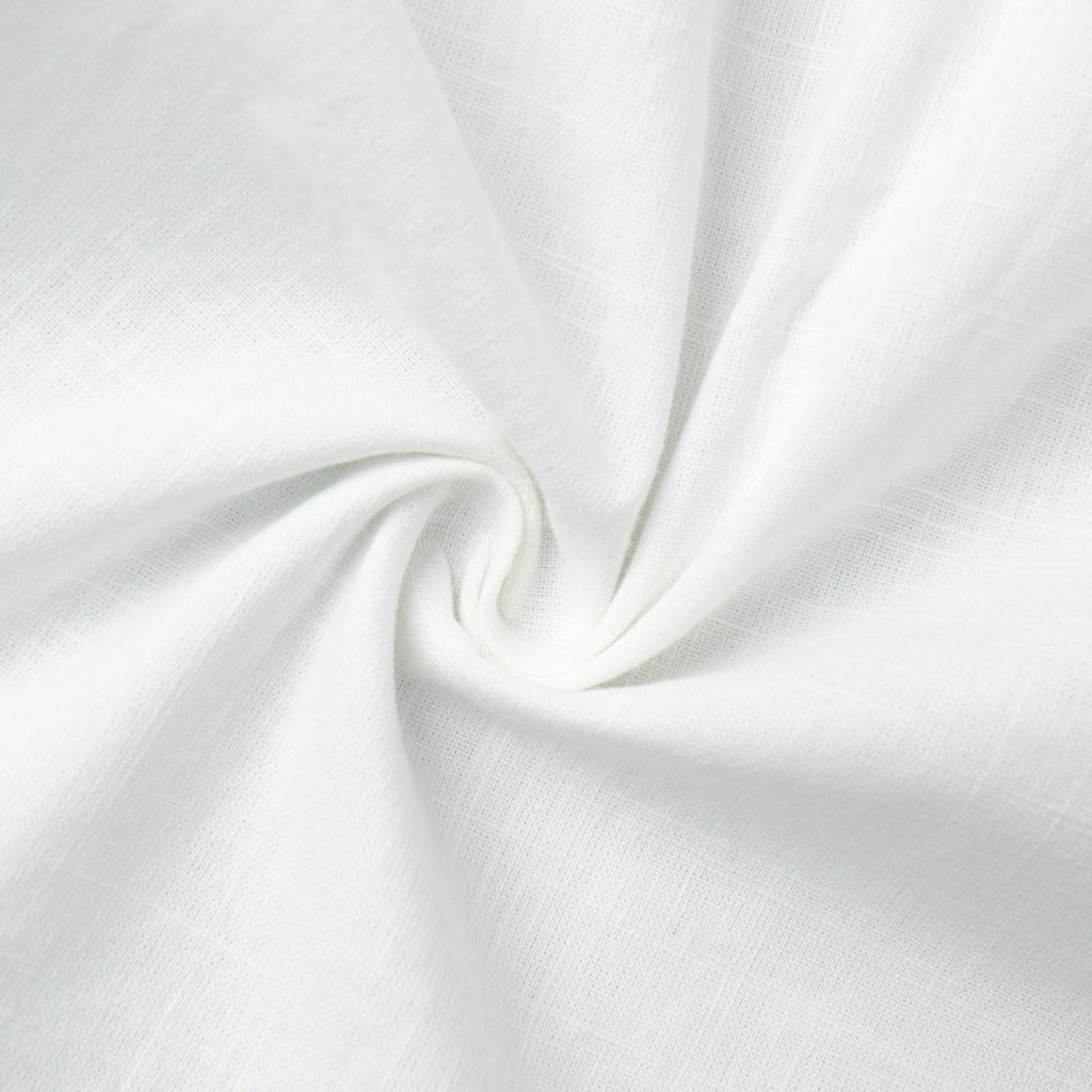 Tie-Front Cotton Mini Shirt Dress in White — close-up of the cotton weave