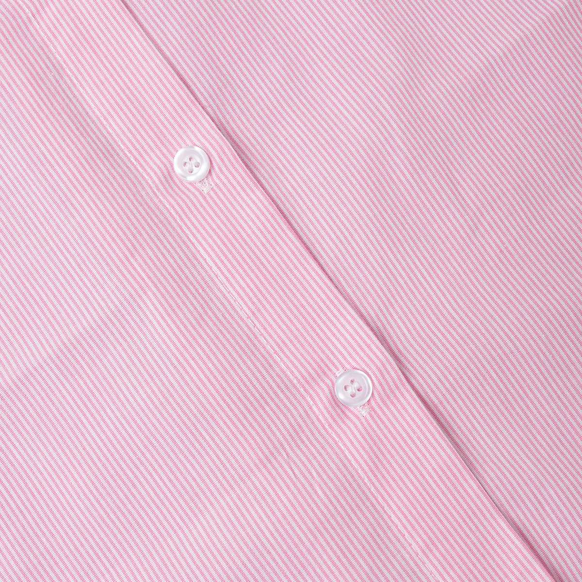 Pinstripe Cotton Shirt & Wide-Leg Pants Set in Soft Pink — close-up of fabric pinstripe