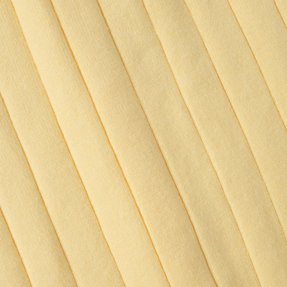 Oversized Wide-Rib Crew Neck Button Cardigan in Butter Yellow — wide-rib knit close-up