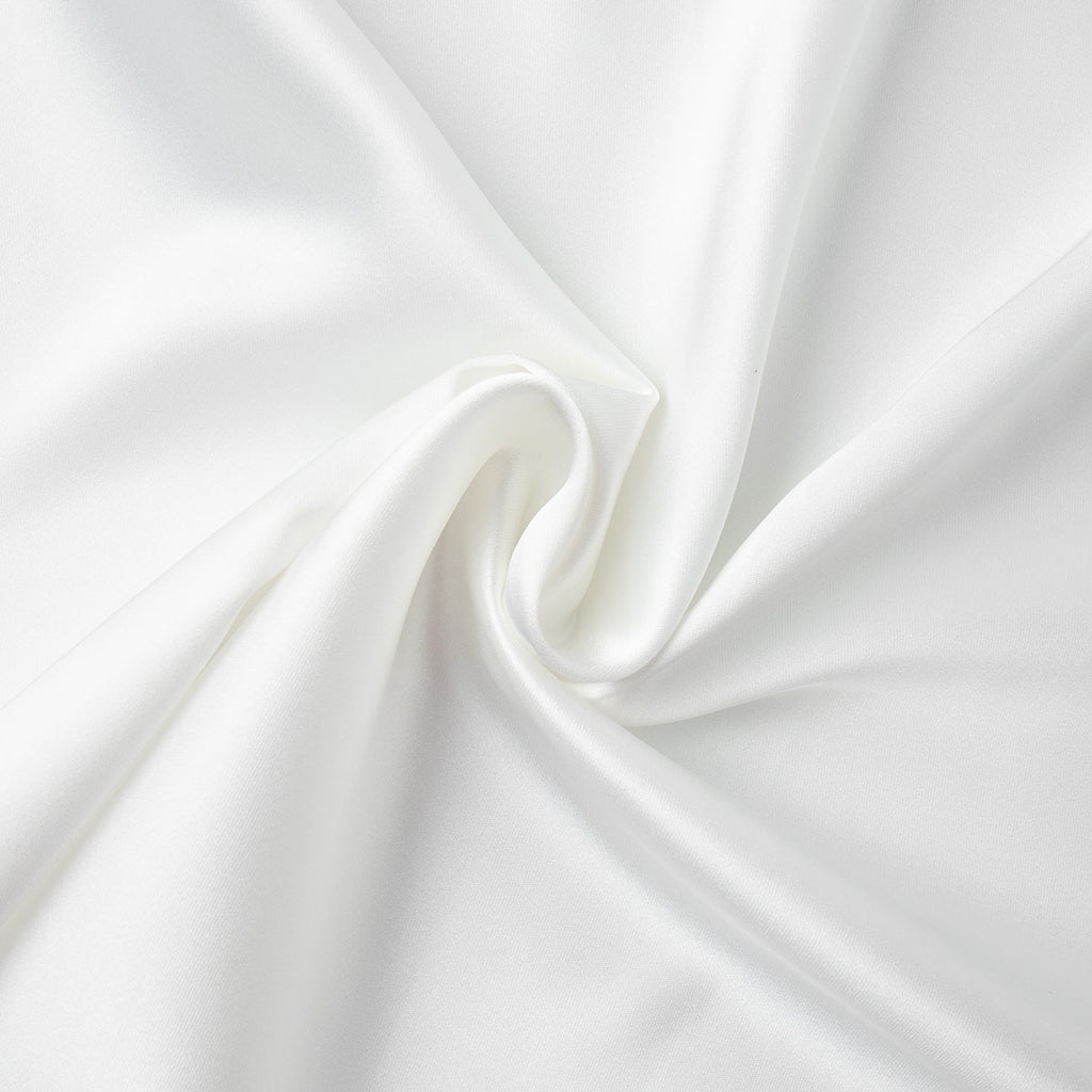 Satin Fishtail Maxi Skirt in White — satin drape close-up