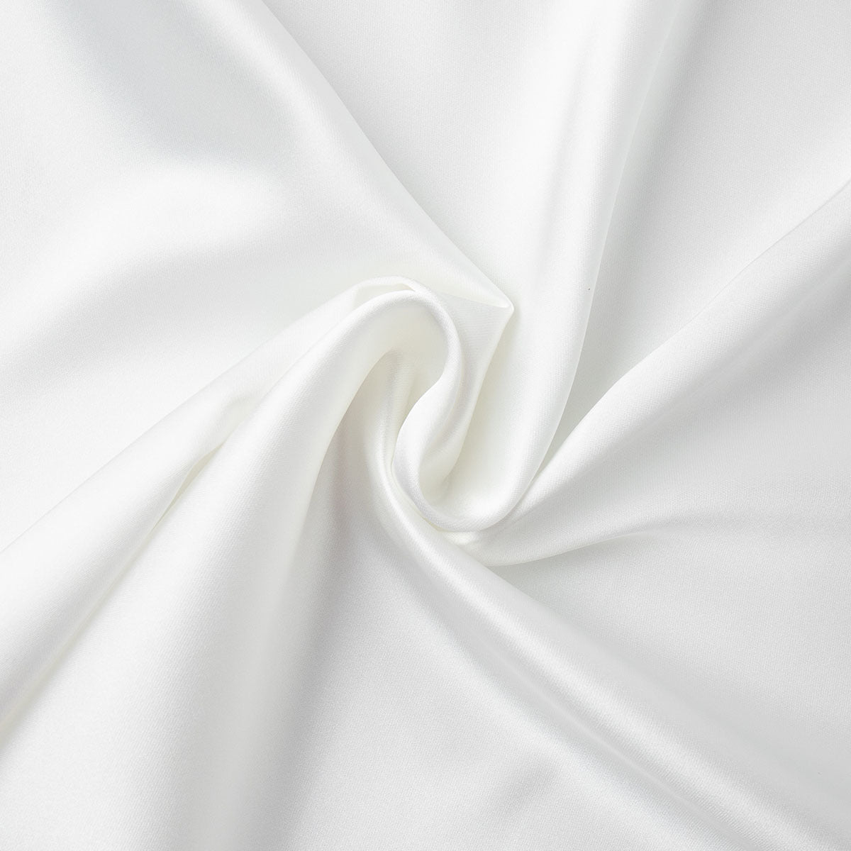 Satin Fishtail Maxi Skirt in White — satin drape close-up