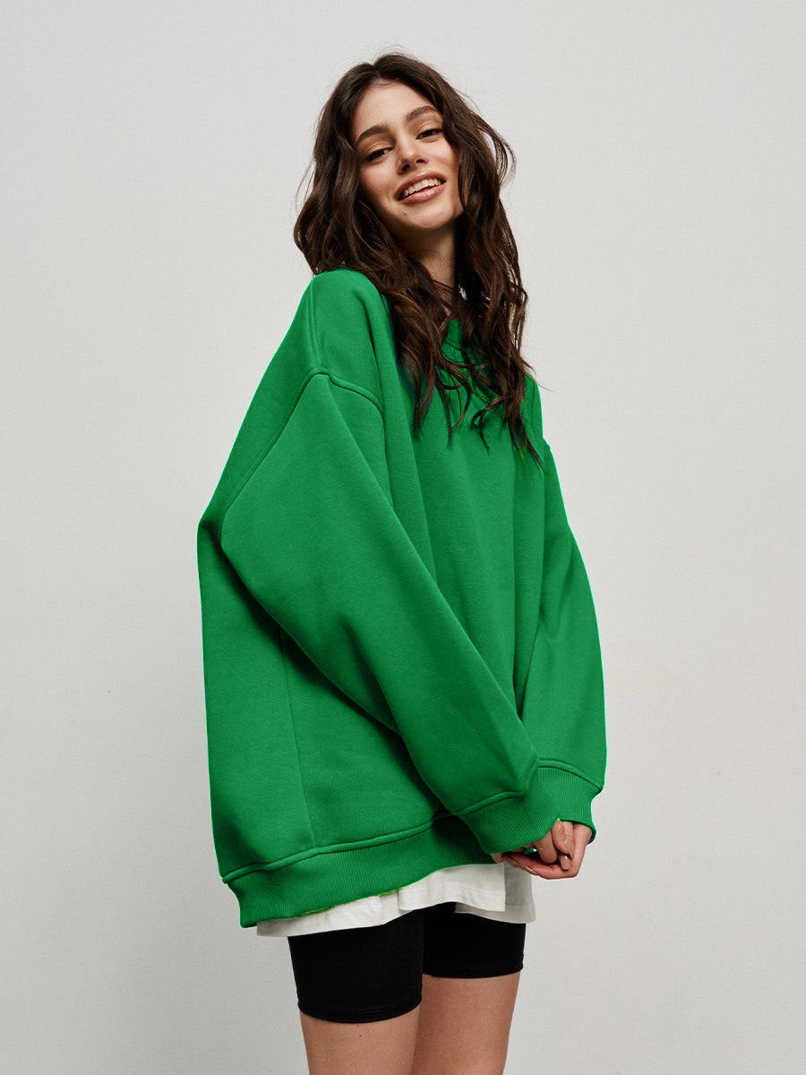 Oversized Heavyweight Crew Neck Sweatshirt in Kelly Green — front view