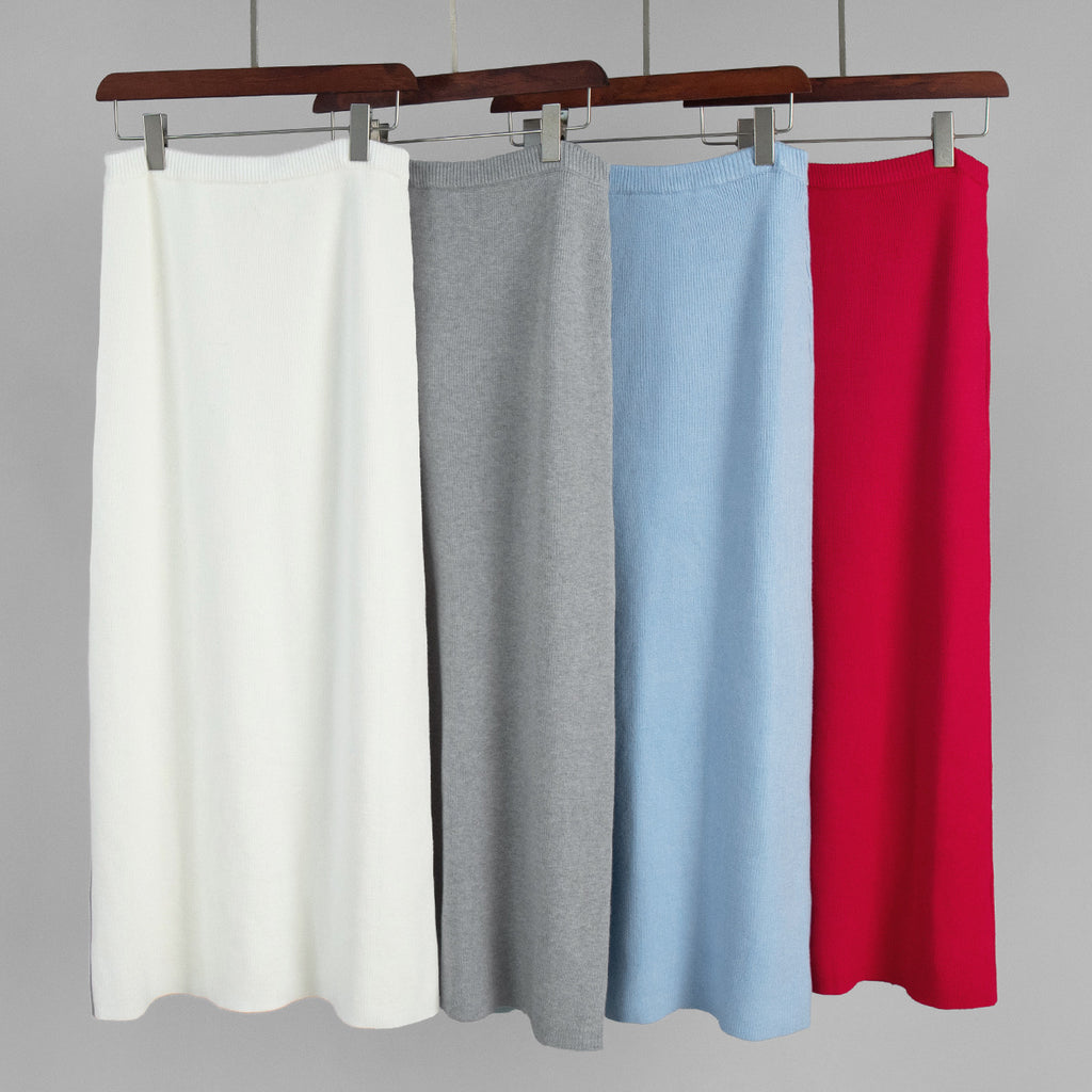 Oversized Turtleneck Sweater & Knit Maxi Skirt Set in Ivory — skirts in all four colors