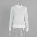Soft Mohair-Blend Crew Neck Sweater in White — front view