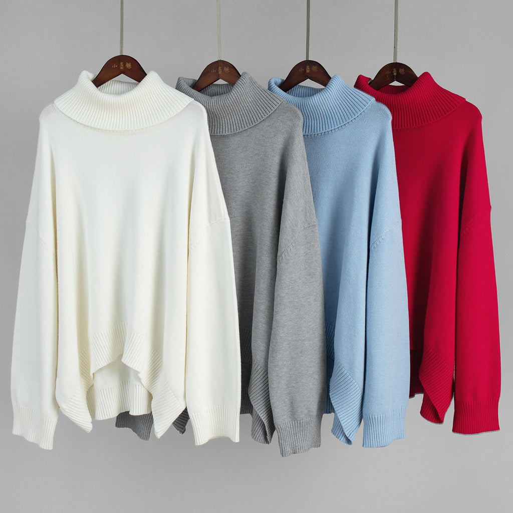Oversized Turtleneck Sweater & Knit Maxi Skirt Set in Ivory — sweaters in all four colors