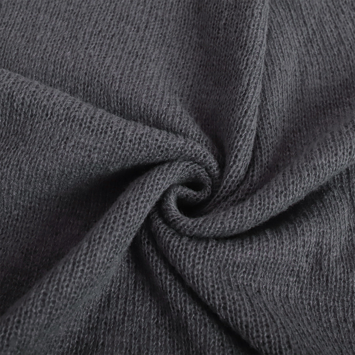 Sheer Open-Knit Bell Sleeve Sweater in Charcoal — close-up of the open knit