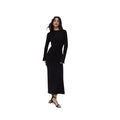 Sheer Long-Sleeve Knit Maxi Dress in Black — Front view on model; outer knit dress only, inner slip not included