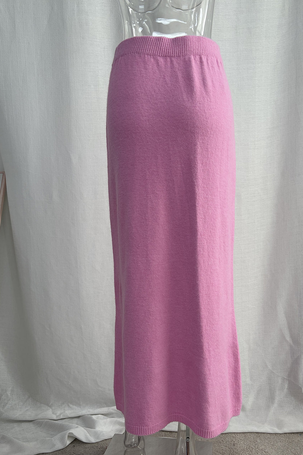 Relaxed Knit Sweater & Maxi Skirt Set with Tie Belt in Bubblegum — skirt