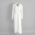 Long Belted Knit Cardigan & Maxi Slip Dress Set in Ivory — front view