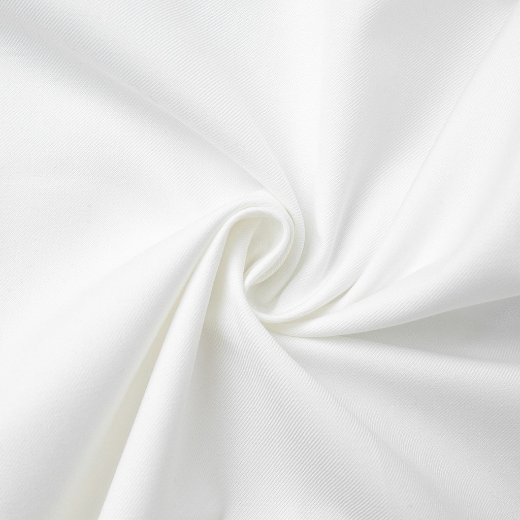 High-Waist Pleated Bermuda Shorts in White — close-up of fabric